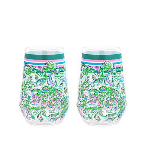 Stemless Wine Glass, Acrylic Lilly Pulitzer