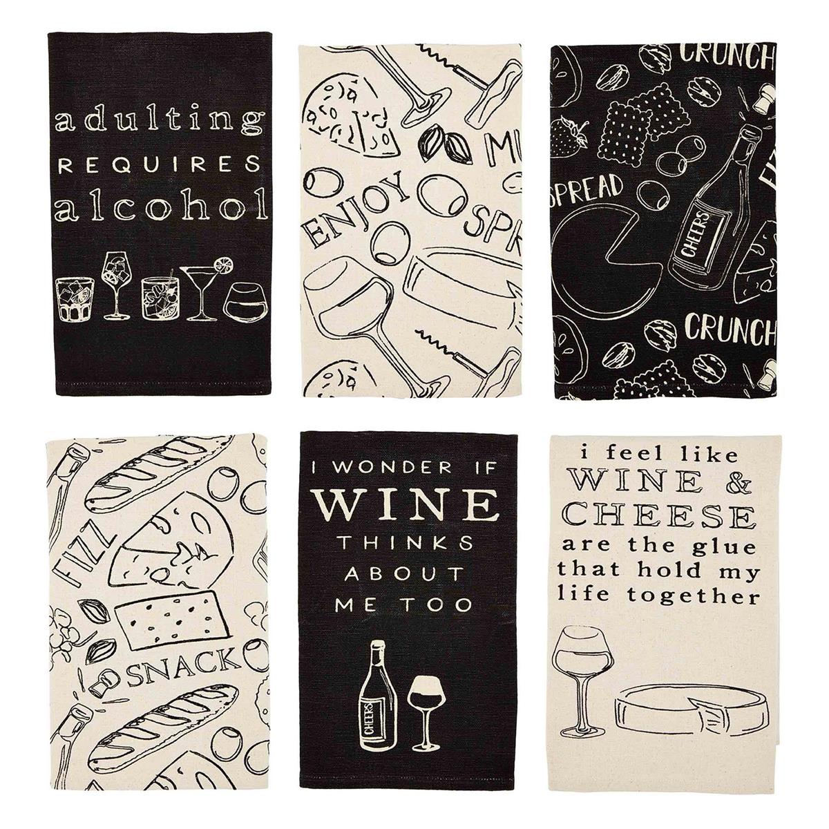 Wine Themed Cotton Kitchen Towels