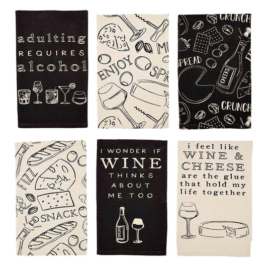Wine Themed Cotton Kitchen Towels