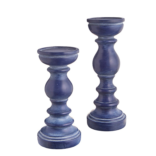 Blue Pillar Candle Holder