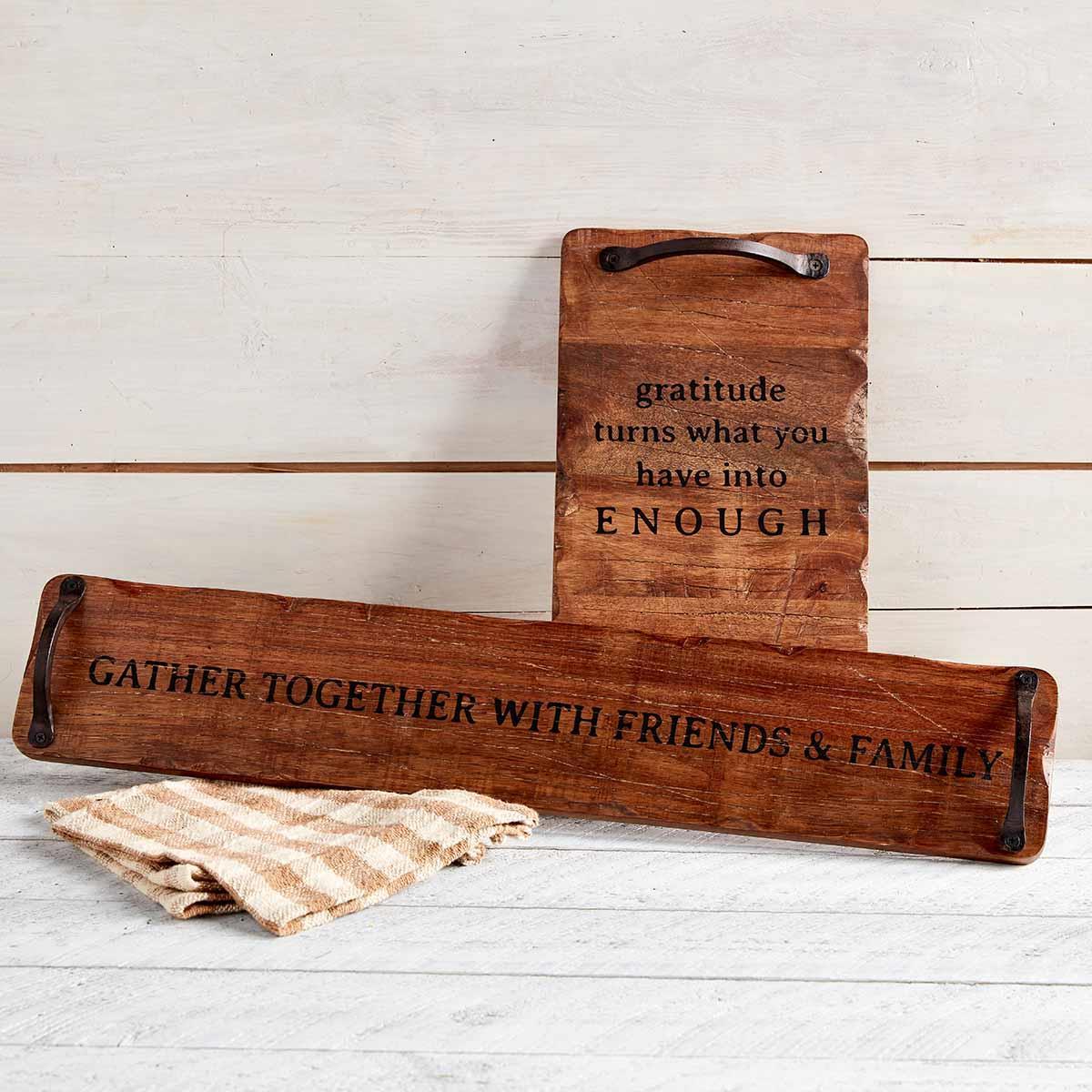 Gratitude Distressed Wooden Cutting Board by Mud Pie