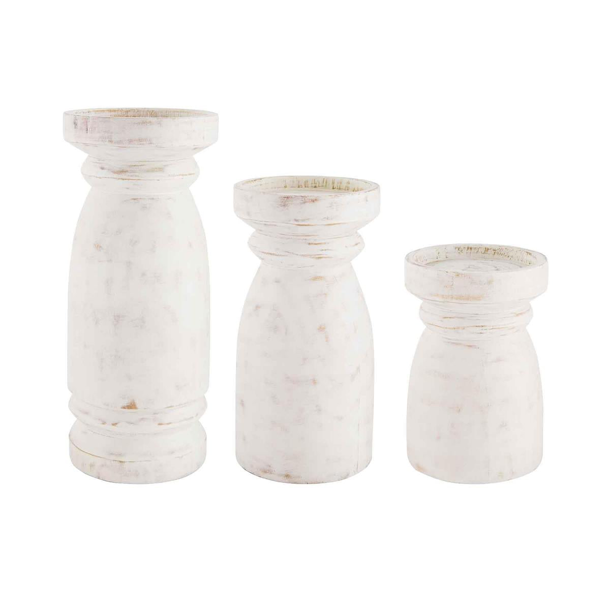 White Washed Farmhouse Candlesticks