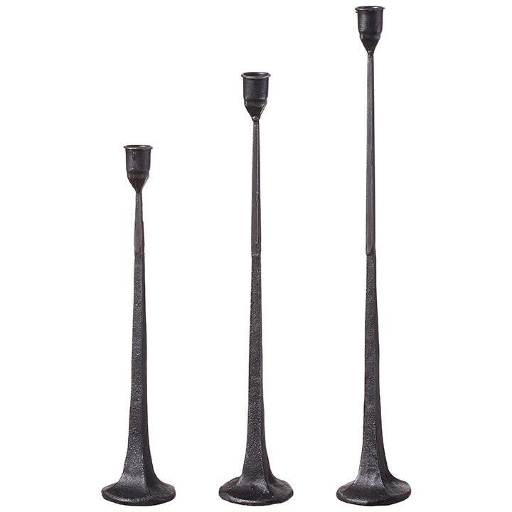 Rustic Iron Candlestick holders, Set of 3