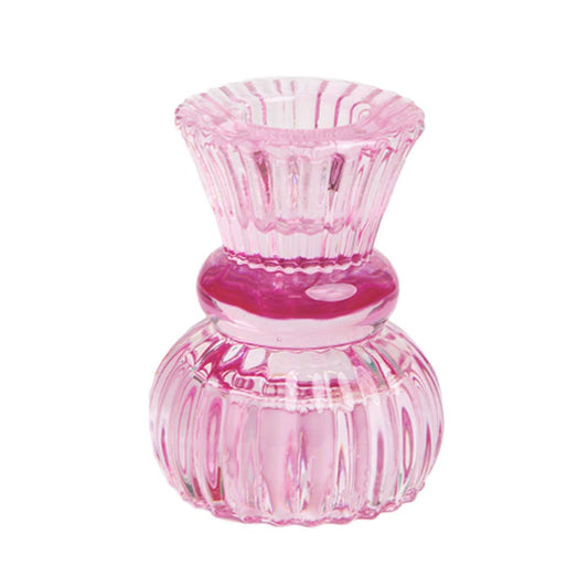 Talking Tables - Small Pink Glass Candle Holder - Spring Décor