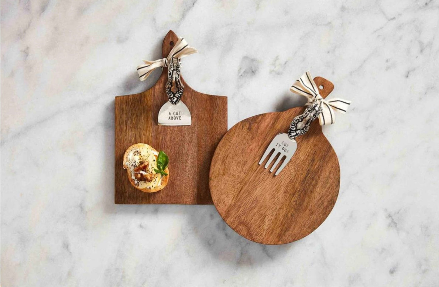 Cheese Board with Silver Spoon Serving Knife