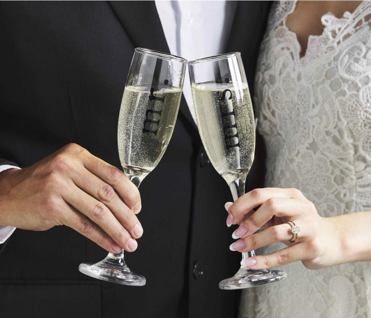 Mr. and Mrs. Champagne Glasses