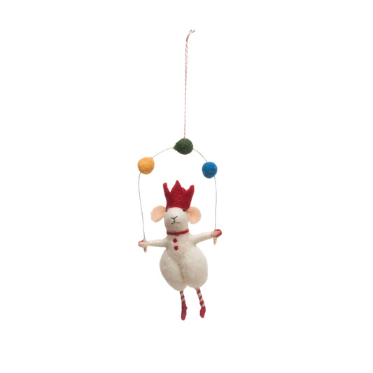 Wool Mouse Juggling Ornament