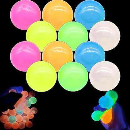 Showcase - Expressions Glow In The Dark Squeeze Ball Fidget Toys (12pc) – Stress Relief Sensory Toy