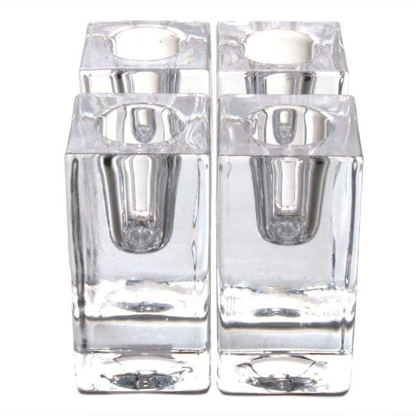 Chunky Glass Taper Holders, set of 2