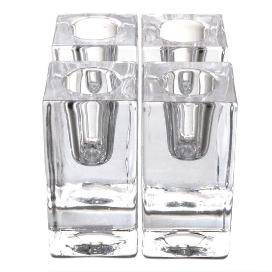 Chunky Glass Taper Holders, set of 2