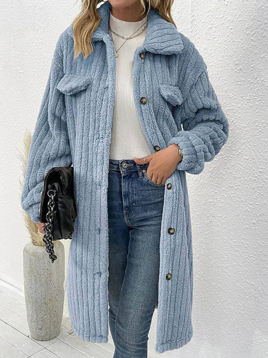 Long sherpa coat: Blue / S