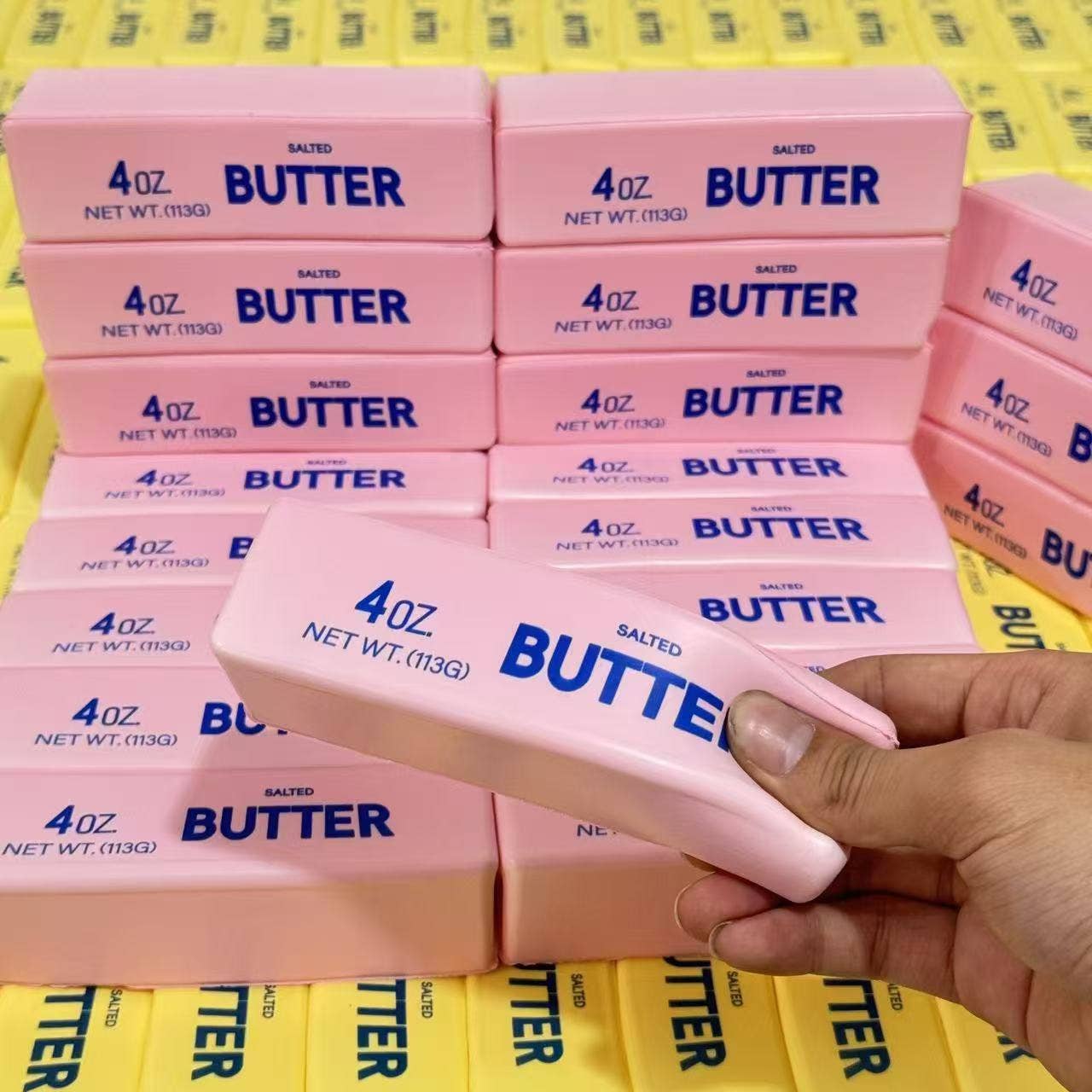Pink Butter Stick Squishy Toy Slow Rising Fidget Toy 13cm