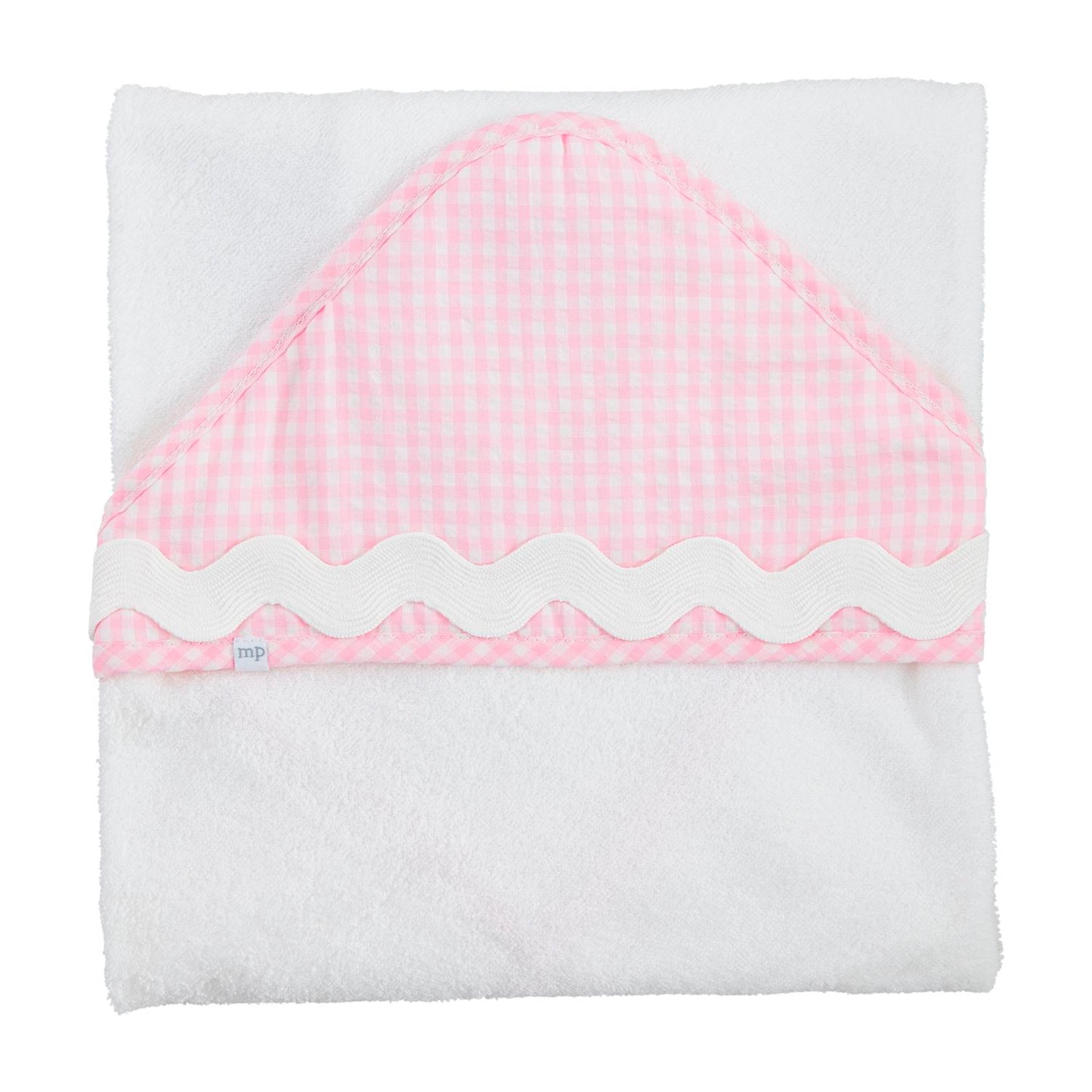 Hooded Bath towel trimmed in Gingham