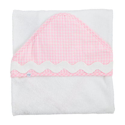 Hooded Bath towel trimmed in Gingham