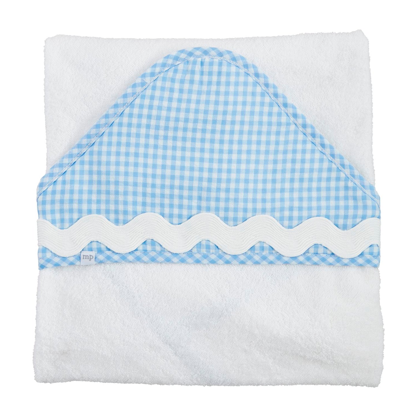 Hooded Bath towel trimmed in Gingham
