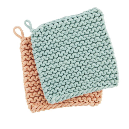 Pastel Green Crochet Potholder set