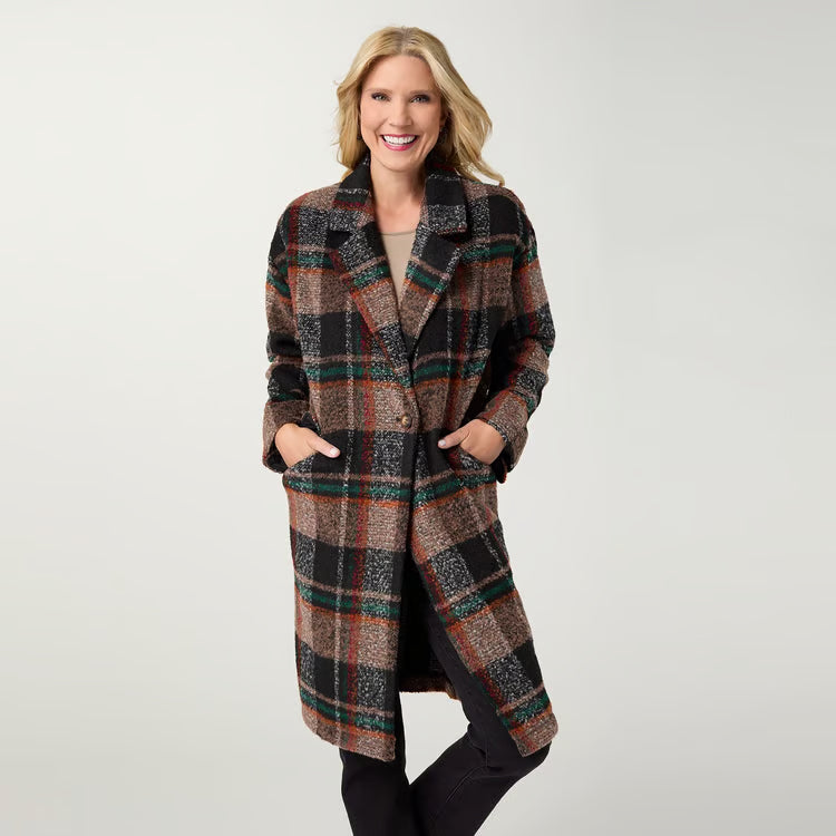Kiley Plaid Single Button Coat
