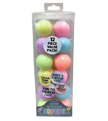 Showcase - Expressions Glow In The Dark Squeeze Ball Fidget Toys (12pc) – Stress Relief Sensory Toy