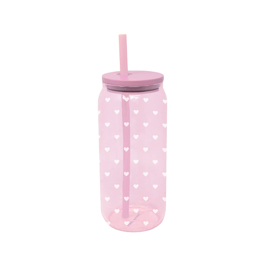 Glass Tumbler with Straw