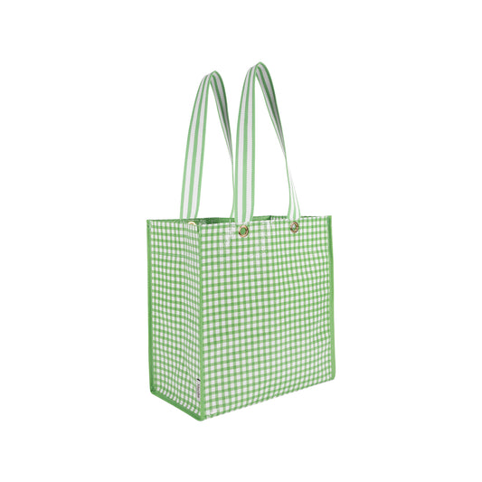 Green Gingham Shopper
