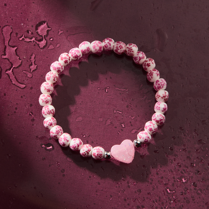 Holy Water Bracelet - Holy Water Porcelain Heart Bracelet: Stainless Steel Spacer Beads