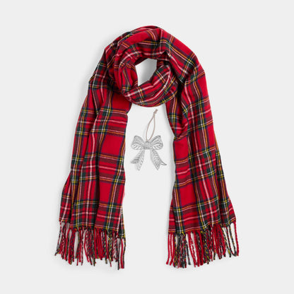 Caramel Plaid with Ornament Set