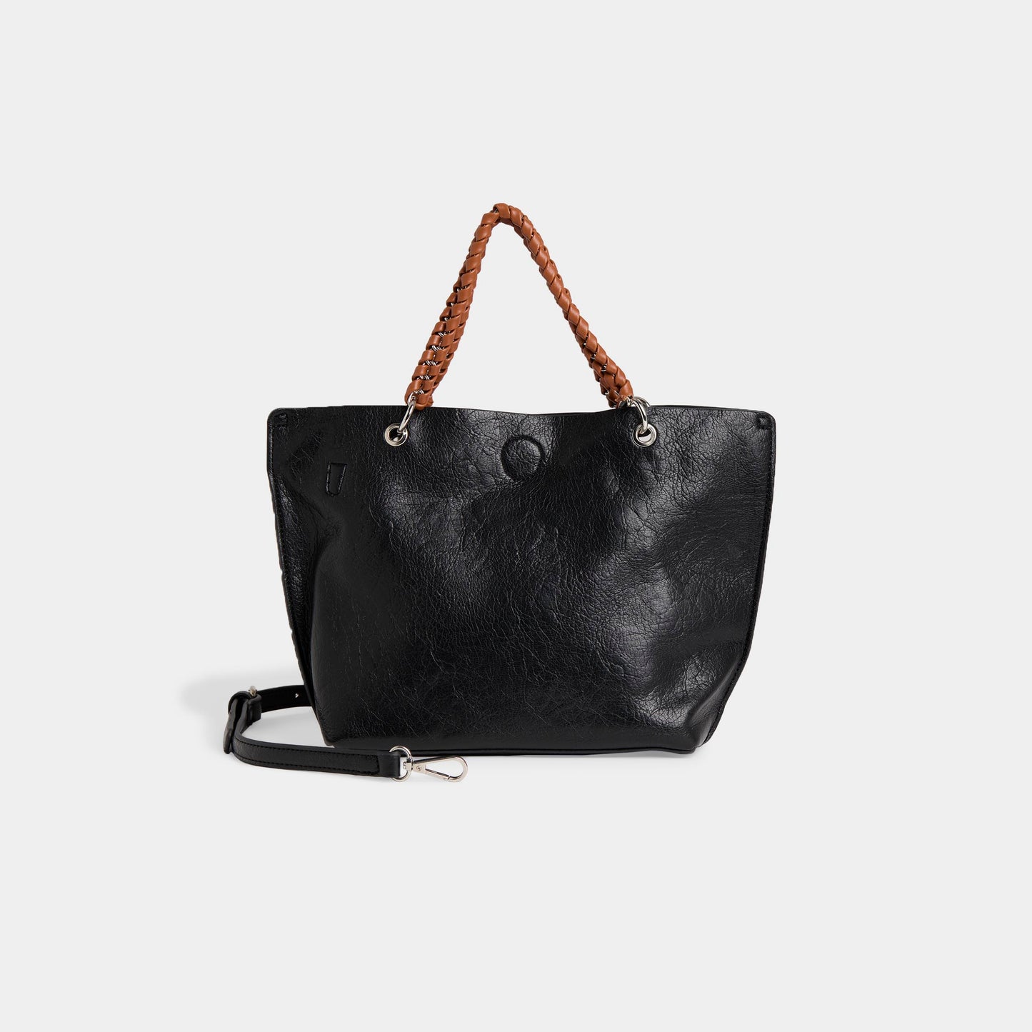 Ayesha Mini Tote w/ Braided Handle - Black