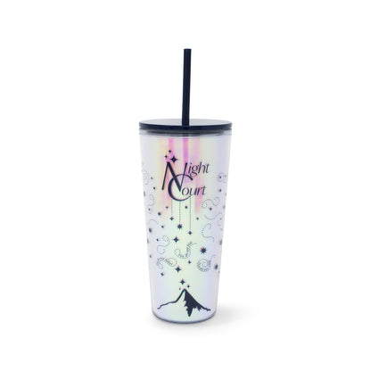 Acrylic Tumbler with Straw, Night Court