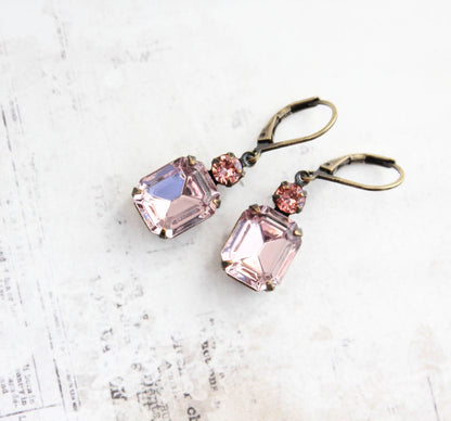A Pocket of Posies - Dusty Rose Pink Earrings | Vintage Glass Jewels | Small Drop