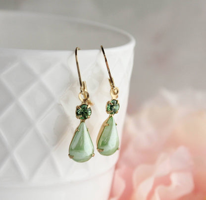 A Pocket of Posies - Green Glass Earrings | Spring Pastels | Small earring: Default
