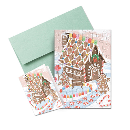 Inklings Paperie - Puzzle Greeting Card - Gingerbread House