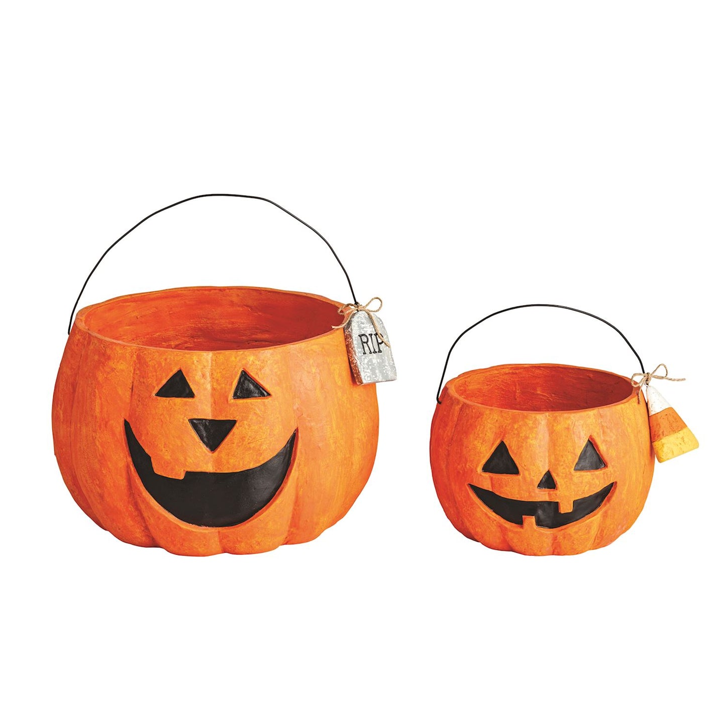 Papier Mache Pumpkin Treat Buckets