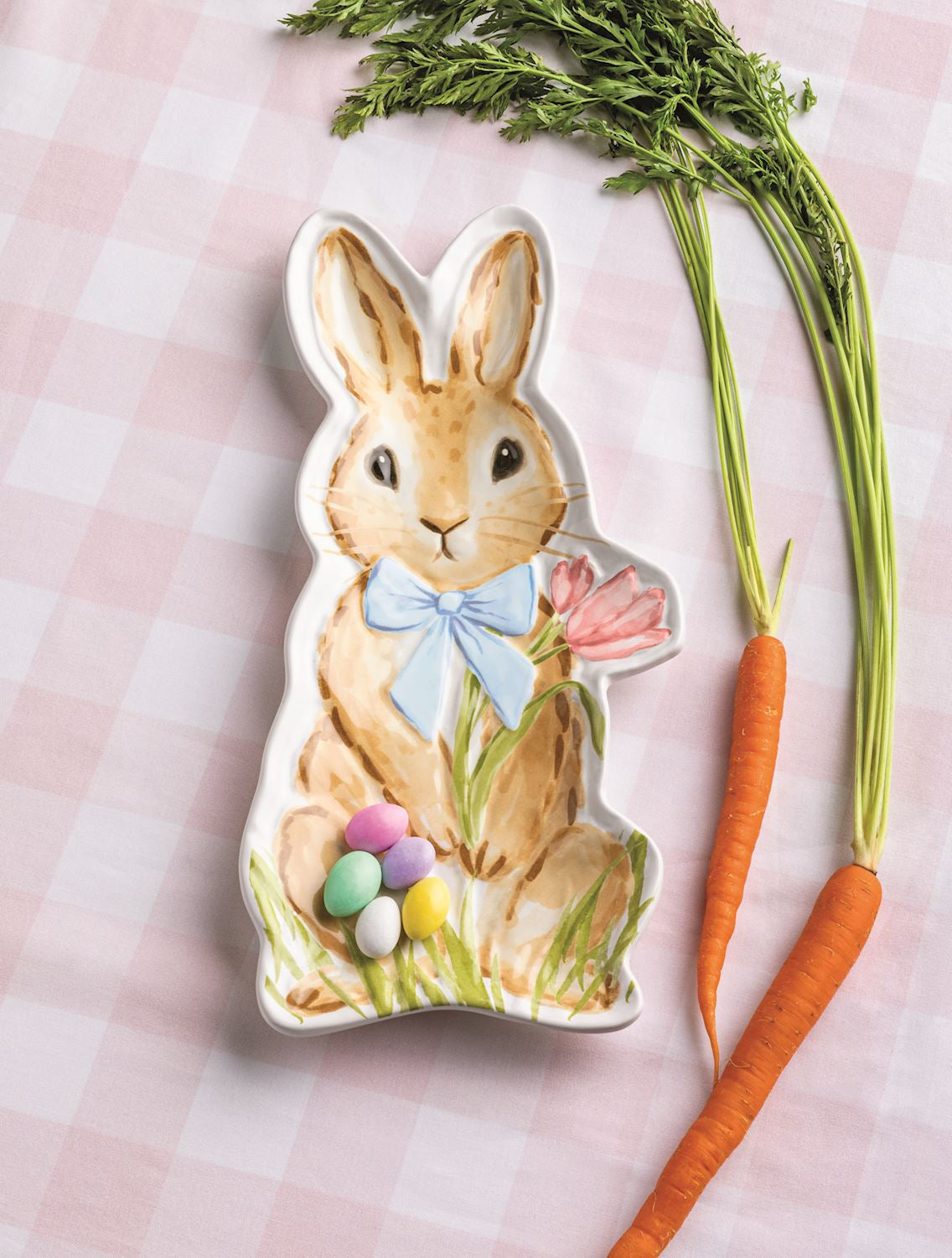 Bunny shaped stoneware platter.