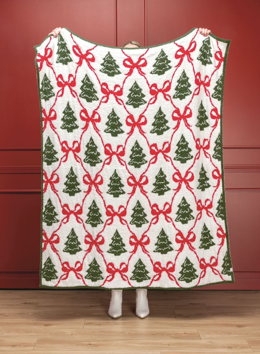 Chenille Christmas Throw, Tree Trellis
