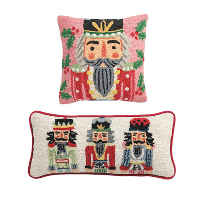 Nutcracker Theme Hooked Wool Pillow