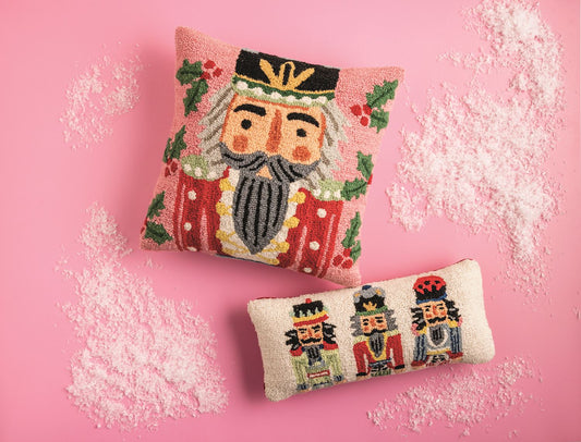 Nutcracker Theme Hooked Wool Pillow