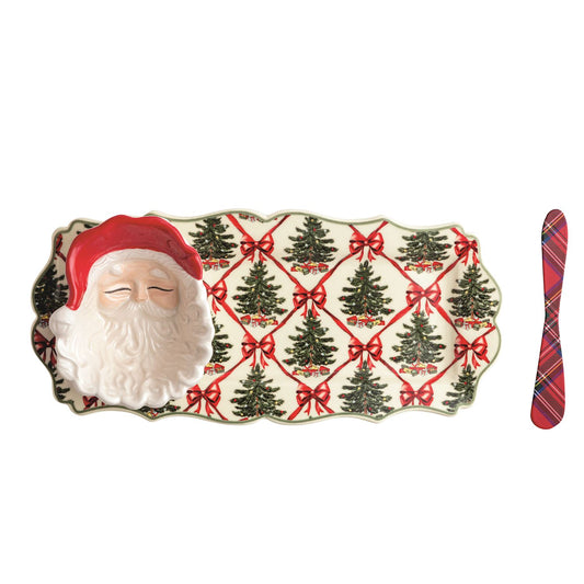 Trellis Serving Tray with Santa Tid Bit Bowl