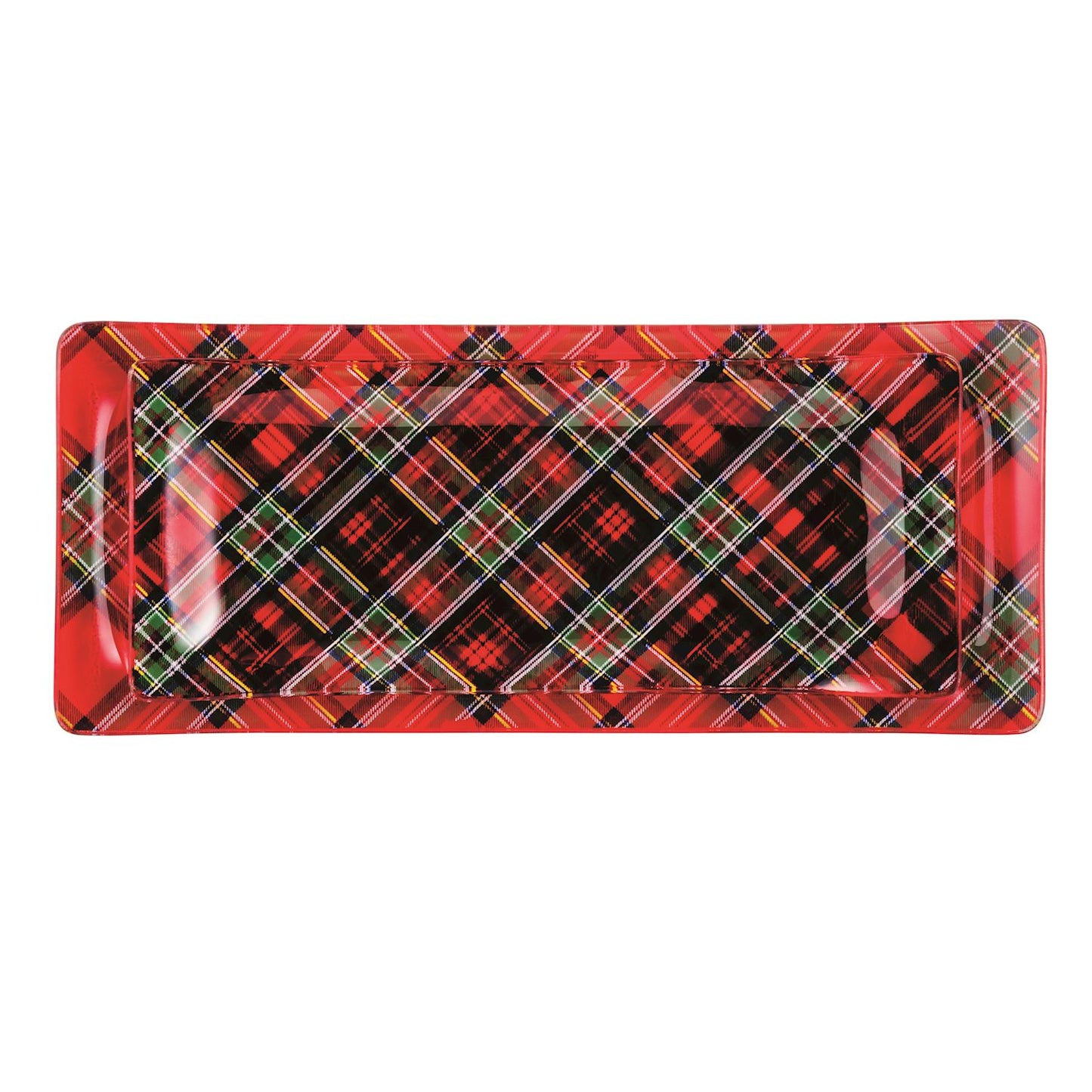 Tartan Glass Tray Set of 2