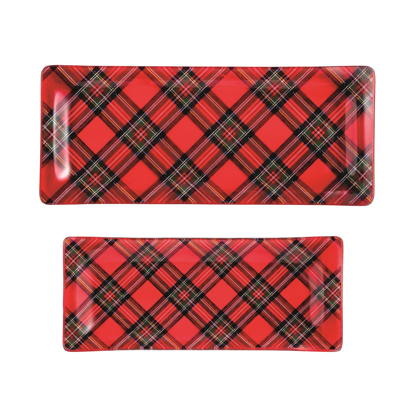 Tartan Glass Tray Set of 2