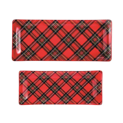 Tartan Glass Tray Set of 2