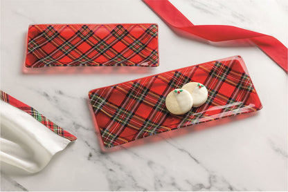Tartan Glass Tray Set of 2