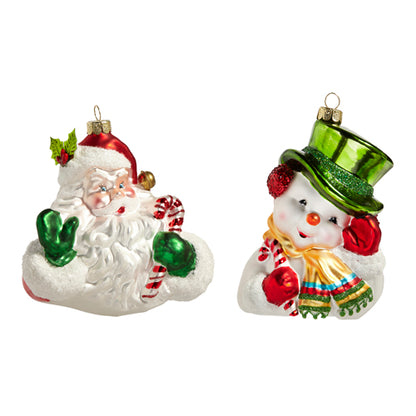 Santa or Snowman Blown Glass Ornament