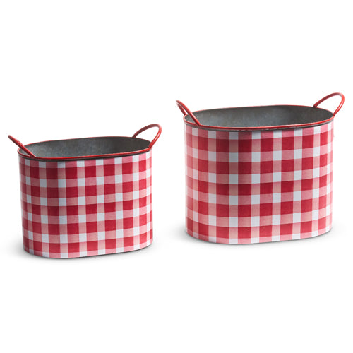 Red Gingham Tin Buckets