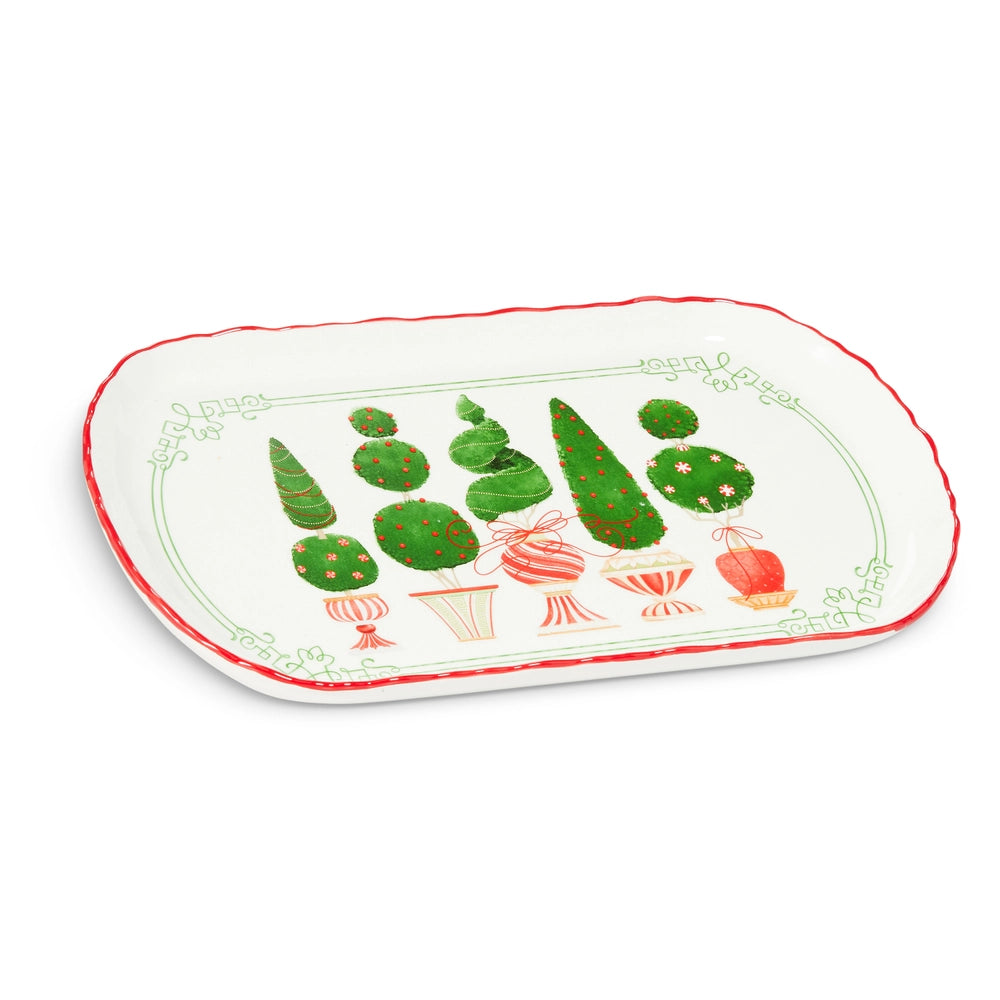 Holiday Topiary Oval Serving Platter