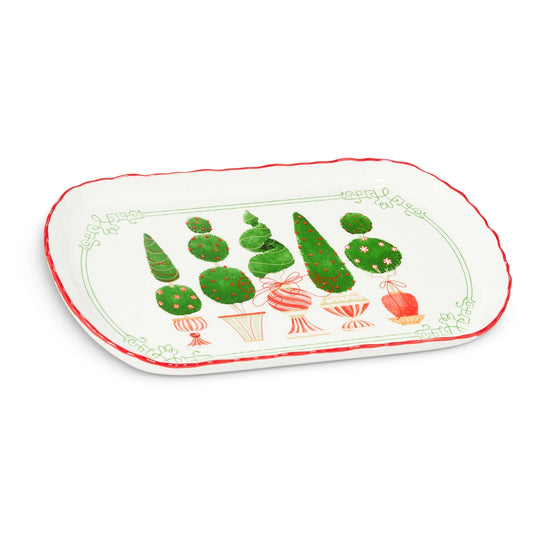 Holiday Topiary Oval Serving Platter