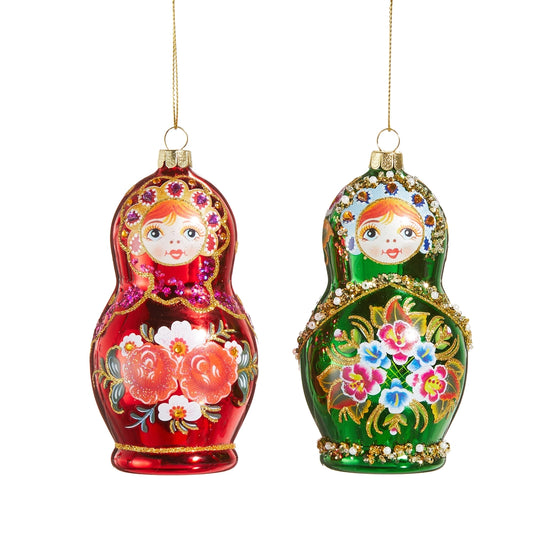 Russian Nesting Doll  Glass Ornament