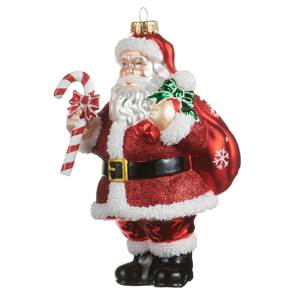 Glittered Santa Ornament with Candy Cane