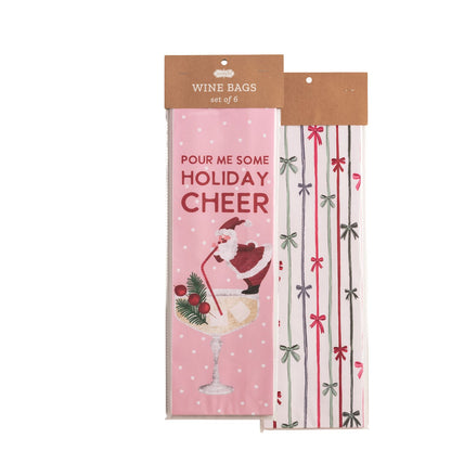 Christmas Themed Wine Bags