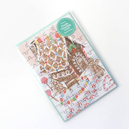 Inklings Paperie - Puzzle Greeting Card - Gingerbread House