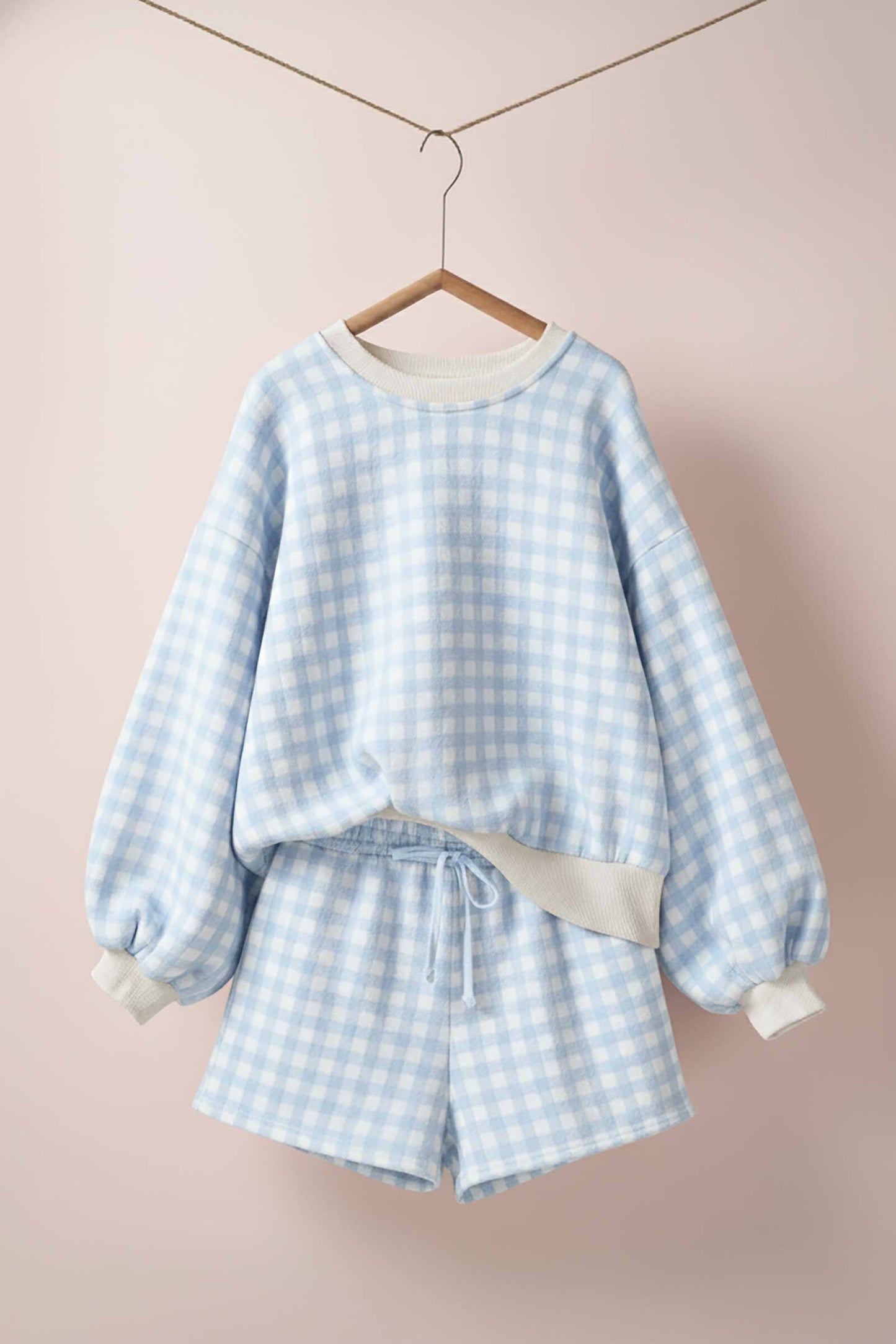 Blue Gingham Sweat short seet